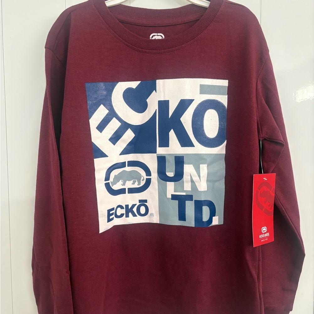 Ecko Unlimited Kids Burgundy and Blue Graphic Hoodie